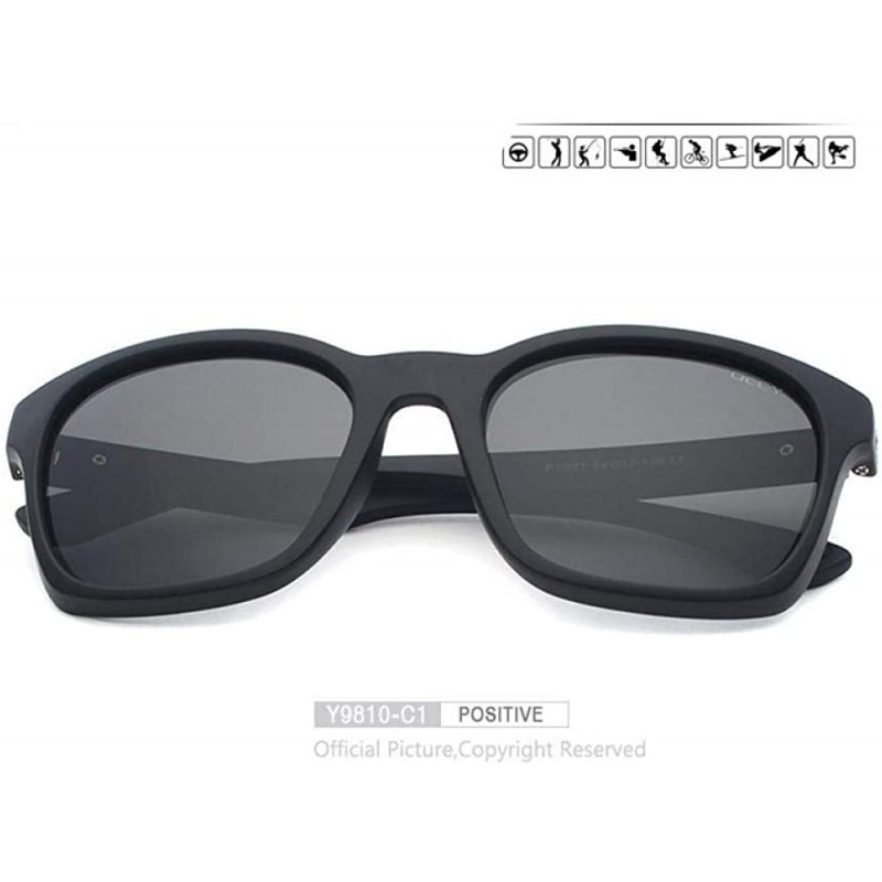 Oversized Retro Polarized Sunglasses Men Womens Brand Designer Sun Glasses Y9810 C1 BOX - Y9810 C1 Box - CI18XE0HUDM $11.66