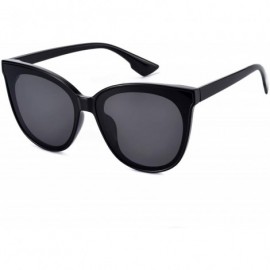 Square Fashion Cat Eye Sunglasses for Women Oversized Style MS51802 - Black Frame/Black Lens - CC18EOYI4E5 $9.70