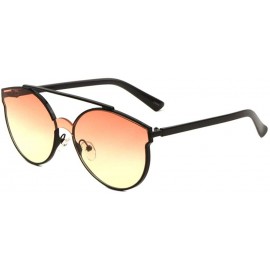 Shield Oceanic Color Flat Top Bar One Piece Shield Lens Sharp Cat Eye Sunglasses - Orange Yellow - CG1907A339N $13.76