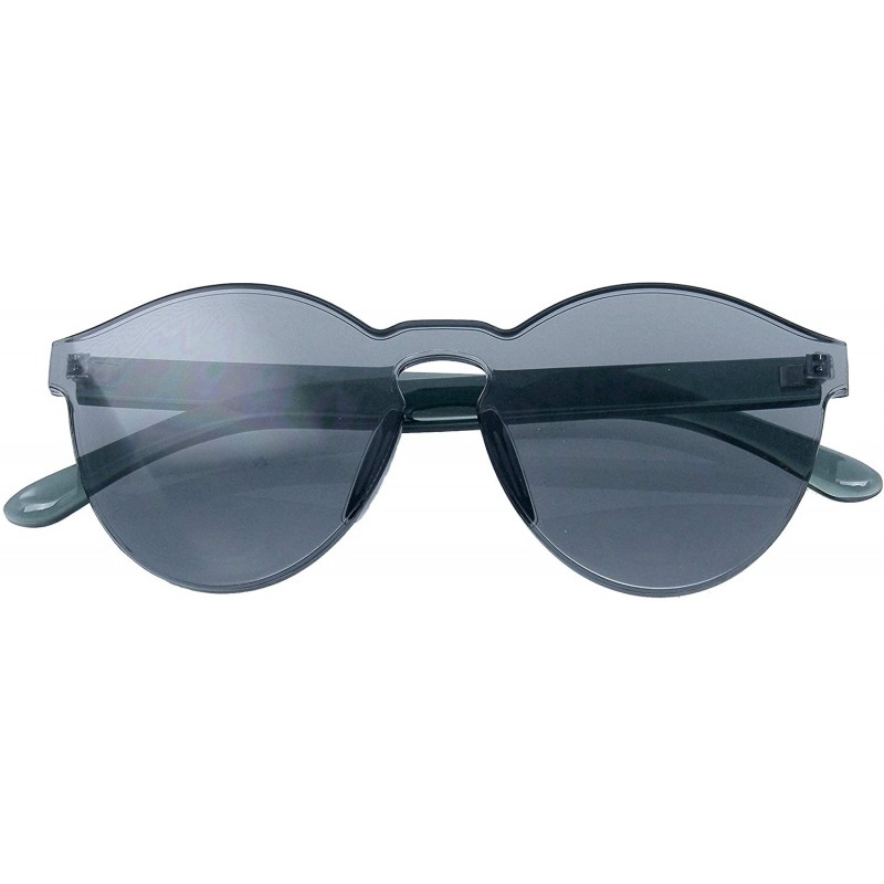 Round Fashion Womens Mens Clear Novelty Sunglasses UV400 Outdoor Frameless Eyewear - Black - C318KKL2U43 $9.70