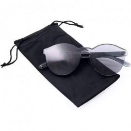 Round Fashion Womens Mens Clear Novelty Sunglasses UV400 Outdoor Frameless Eyewear - Black - C318KKL2U43 $9.70