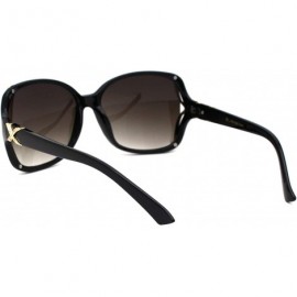 Square Designer Fashion Square Frame Womens Sunglasses Gold & Rhinestone Detail - Black (Dark Brown) - CP18X5MWWSI $11.39