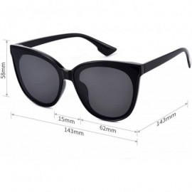 Square Fashion Cat Eye Sunglasses for Women Oversized Style MS51802 - Black Frame/Black Lens - CC18EOYI4E5 $9.70