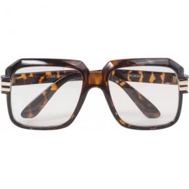 Square Large Classic Retro Square Frame Hip Hop Clear Lens Glasses - Tortoise - CY18N7HLGOL $11.91