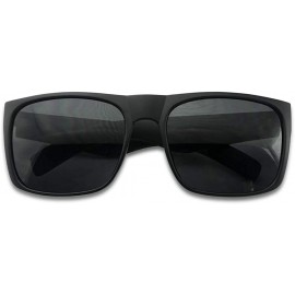 Oversized Black Fame Classic Squared Horn Rim Sunglasses Sporty Active Mirror Eye Shades - Matte Black Frame - Black - C318UW...