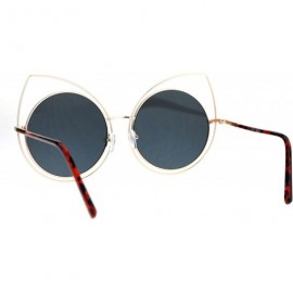 Round Wire Double Rim Round Circle Flat Lens Womens Retro Diva Sunglasses - Gold Black - CQ12OBFVMA8 $15.13