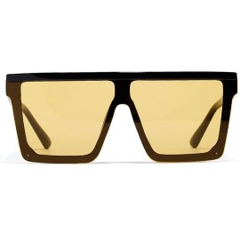 Oversized Men Square Sunglasses for Women Oversized Sun Glasses for Men Uv400 One Piece Lens - Black With Yellow - CX18WZZR42...