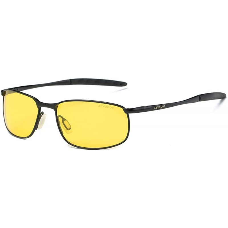 Semi-rimless Polarized Sunglasses For Men Rectangle Metal Frame Retro Sun Glasses AE0395 - Black&yellow - CP17YAQ5XGN $13.80