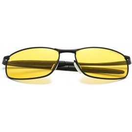 Semi-rimless Polarized Sunglasses For Men Rectangle Metal Frame Retro Sun Glasses AE0395 - Black&yellow - CP17YAQ5XGN $13.80