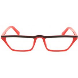 Cat Eye Clear Lens Curved Middle Top Bar Color Line Straight Cat Eye Sunglasses - Red - CC1993O6HQN $16.05