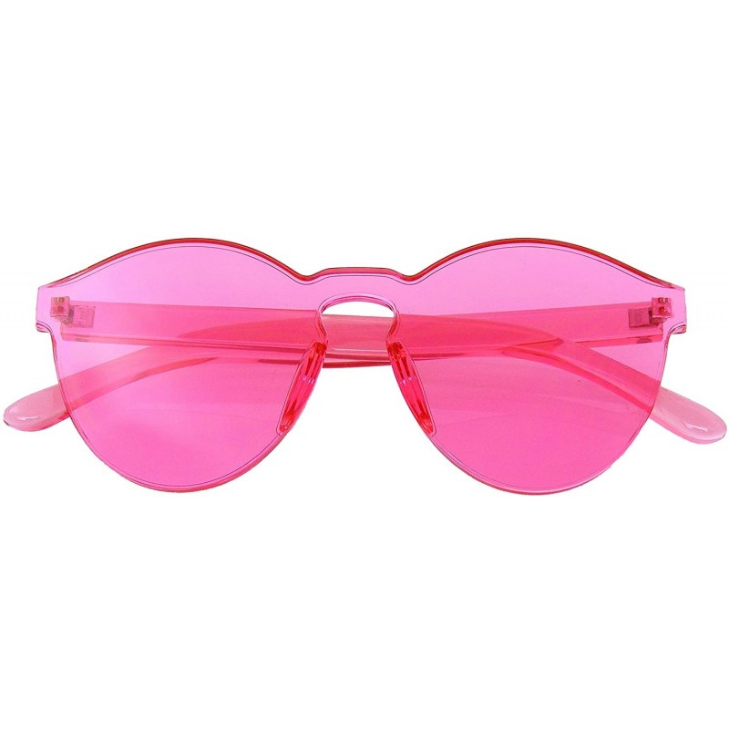 Goggle Colorful One Piece Rimless Transparent Sunglasses Women Tinted Candy Colored Glasses - Pink - CW18KKZW0HD $12.09