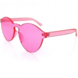 Goggle Colorful One Piece Rimless Transparent Sunglasses Women Tinted Candy Colored Glasses - Pink - CW18KKZW0HD $12.09