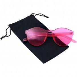 Goggle Colorful One Piece Rimless Transparent Sunglasses Women Tinted Candy Colored Glasses - Pink - CW18KKZW0HD $12.09