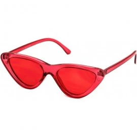 Cat Eye Cat Eye Sunglasses Clout Goggle Sexy Women Exaggerated Slim Frame Colorful Tinted Lens - Red Transparent - CQ11HWMT7I...