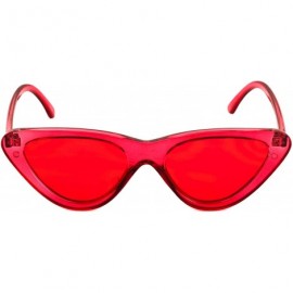 Cat Eye Cat Eye Sunglasses Clout Goggle Sexy Women Exaggerated Slim Frame Colorful Tinted Lens - Red Transparent - CQ11HWMT7I...