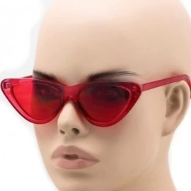 Cat Eye Cat Eye Sunglasses Clout Goggle Sexy Women Exaggerated Slim Frame Colorful Tinted Lens - Red Transparent - CQ11HWMT7I...