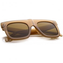 Square Modern Fashion Bold Flat Top Square Horn Rimmed Sunglasses 50mm - Creme / Brown - C212J18FBFH $8.95