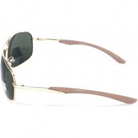 Aviator Unisex Metal Square Polorized Aviator Sunglass - Golden Frame Beige Arm Green Lens - C1180Z7EOZD $18.54