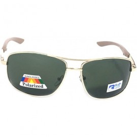 Aviator Unisex Metal Square Polorized Aviator Sunglass - Golden Frame Beige Arm Green Lens - C1180Z7EOZD $18.54