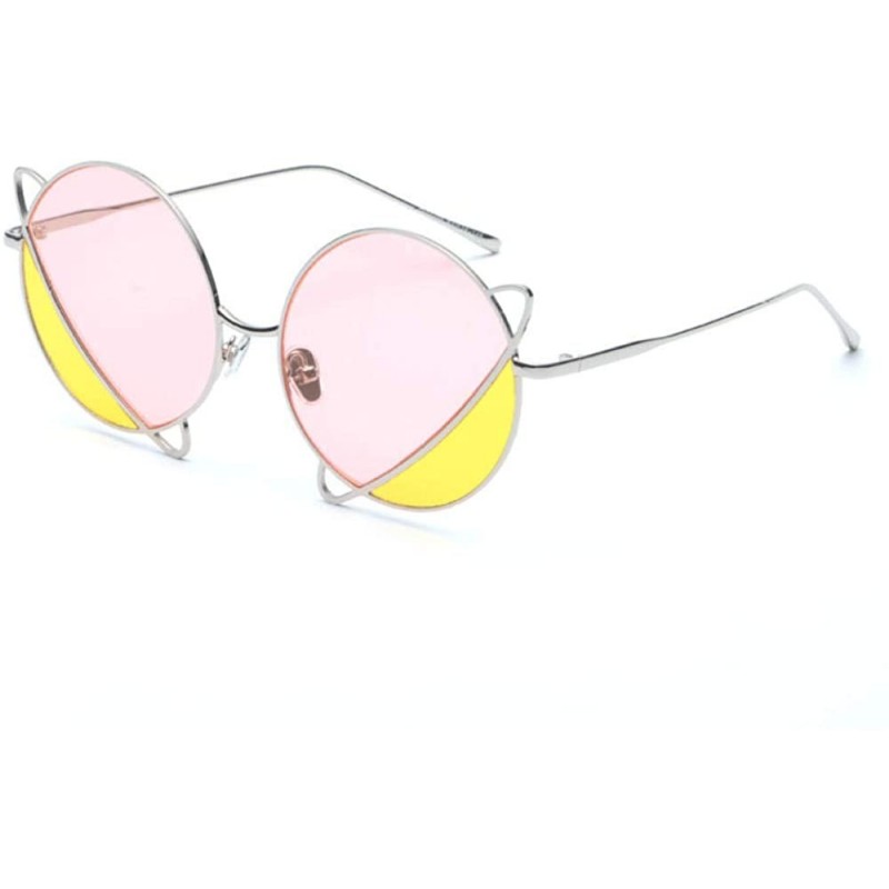 Rimless Trendy Planet Shaped Sunglasses Retro Personality Double Color Pieces Round Sunglasses - Figure 5 - CT18X85DRYR $19.90