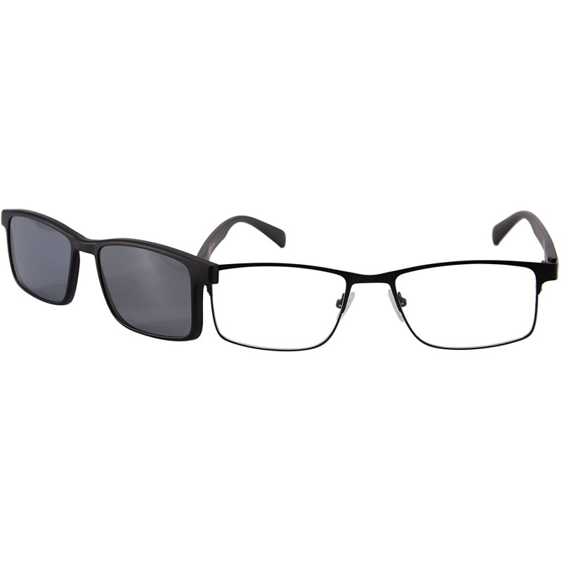 Rectangular Clear Lens Eyeglasses Anti Glare Polarized Clip on Sunglasses Men-9914 - C1 - CY12M9J22GV $27.10