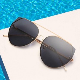 Sport Vintage Cat Eye Sunglasses for Unisex Metal PC UV 400 Protection Sunglasses - Grey - C718SARM5HL $15.36