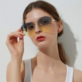 Oversized Fashion Glasse Clear Progressive Colored Lens Ac Borderless Cat Eye glasses women Colorful Crystal Sunglasses - CO1...