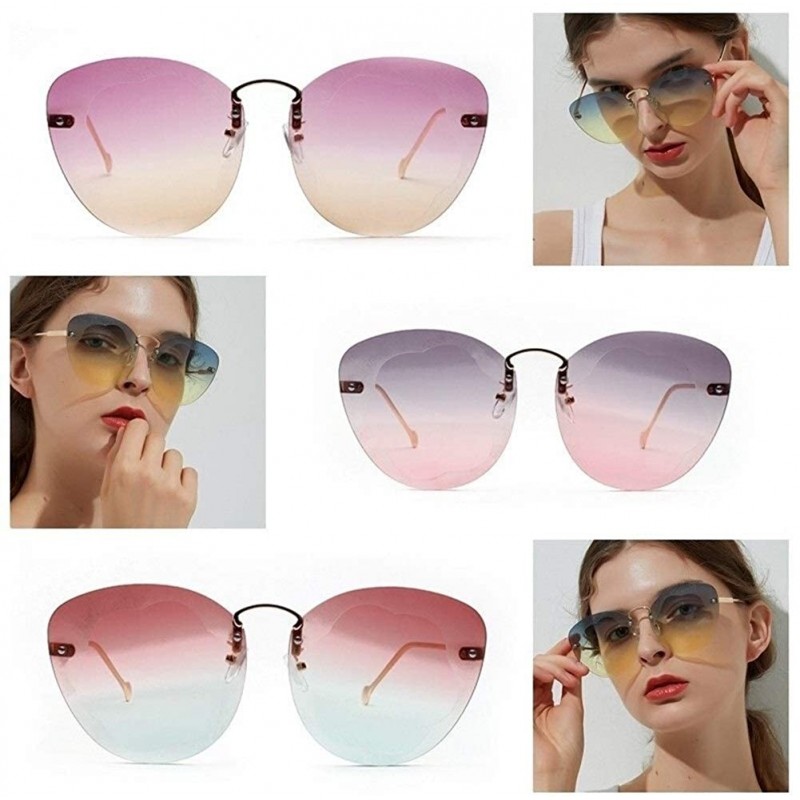 Fashion Glasse Clear Progressive Colored Lens Ac Borderless Cat Eye ...
