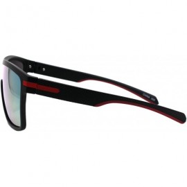 Shield Mens Fashion Sunglasses Square Sporty Shield Style Matte Shades UV 400 - Black Red (Orange Mirror) - CD193XN9QTI $8.72