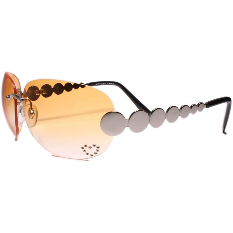 Oval Classic Vintage Retro Style 80s Party Oval Rimless Sunglasses - Orange - C018W796WR2 $17.14