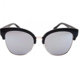 Cat Eye Semi-Rimless Cat-Eye Horn Rimmed Sunglasses Mirrored/Gradient/Smoke Flat Lens A009 - CN193YSCW0Y $9.45