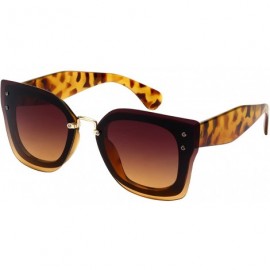 Square Oversized Square Frame Sunnies with Flat Lens 32173TT-FLOCR - Black+yellow Demi - CU12K7JZLVD $12.01