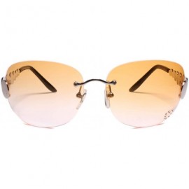 Oval Classic Vintage Retro Style 80s Party Oval Rimless Sunglasses - Orange - C018W796WR2 $17.14