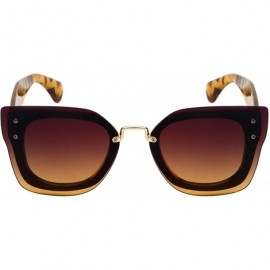 Square Oversized Square Frame Sunnies with Flat Lens 32173TT-FLOCR - Black+yellow Demi - CU12K7JZLVD $12.01