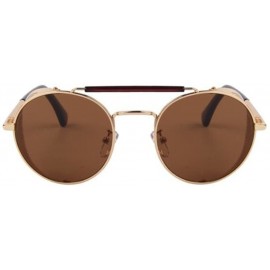 Shield Women Retro Round UV400 Sunglasses Men Shields Sun Glasses - Gold - C717YUWCX07 $10.38