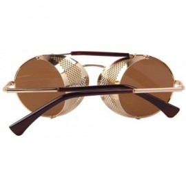 Shield Women Retro Round UV400 Sunglasses Men Shields Sun Glasses - Gold - C717YUWCX07 $10.38