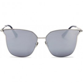 Cat Eye Cat Eye Women Fashion Designer Sunglasses Metal Frame Colored Lens - 86009_c2_silver_mirror - CN12NSWPLMO $13.15