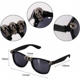 Sport Skull Punk Rhinestone Sunglasses UV Protection Hip Hop Glasses - Square Frame Small Skull - CO18X9UH6WI $11.19