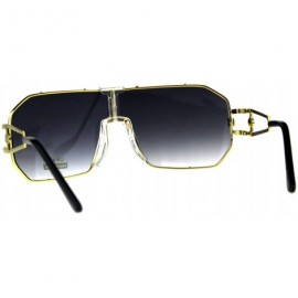 Rectangular Mens Designer Fashion Sunglasses Rectangular Shield Metal Frame UV 400 - Gold (Smoke) - CW18H0O5N3C $10.28