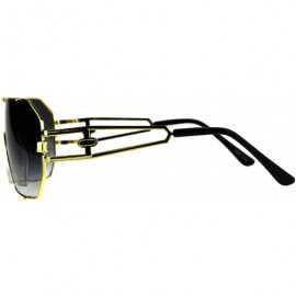 Rectangular Mens Designer Fashion Sunglasses Rectangular Shield Metal Frame UV 400 - Gold (Smoke) - CW18H0O5N3C $10.28