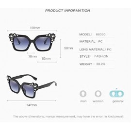 Aviator Neutral Cat Eye Sunglasses Fashion Rhinestone Decoration UV400 Large Frame Eyewear - Blue - C018TQZ3AQH $7.39