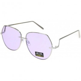 Butterfly Womens Down Temple Swan Arm Metal Rim Butterfly Sunglasses - Silver Purple - CV18O3K0YEZ $13.89