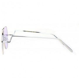 Butterfly Womens Down Temple Swan Arm Metal Rim Butterfly Sunglasses - Silver Purple - CV18O3K0YEZ $13.89