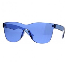 Rimless Solid Flat Panel Rimless Color Horn Rim Hipster Plastic Sunglasses - Blue - CC188524YSD $13.23