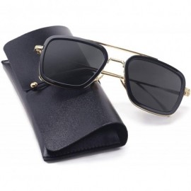 Square Aviator Sunglasses Vintage Gradient Classic - Goldblackgrey - C718ZA0LZ8A $11.53