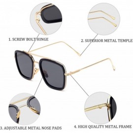 Square Aviator Sunglasses Vintage Gradient Classic - Goldblackgrey - C718ZA0LZ8A $11.53