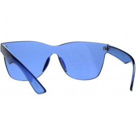 Rimless Solid Flat Panel Rimless Color Horn Rim Hipster Plastic Sunglasses - Blue - CC188524YSD $13.23