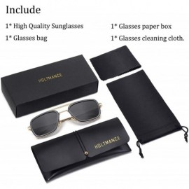 Square Aviator Sunglasses Vintage Gradient Classic - Goldblackgrey - C718ZA0LZ8A $11.53