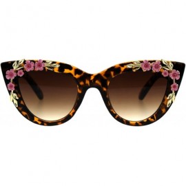 Butterfly Flower Embellished Cateye Butterfly Frame Womens Sunglasses UV 400 - Tortoise - CE18GMQDWEO $12.40