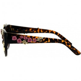 Butterfly Flower Embellished Cateye Butterfly Frame Womens Sunglasses UV 400 - Tortoise - CE18GMQDWEO $12.40